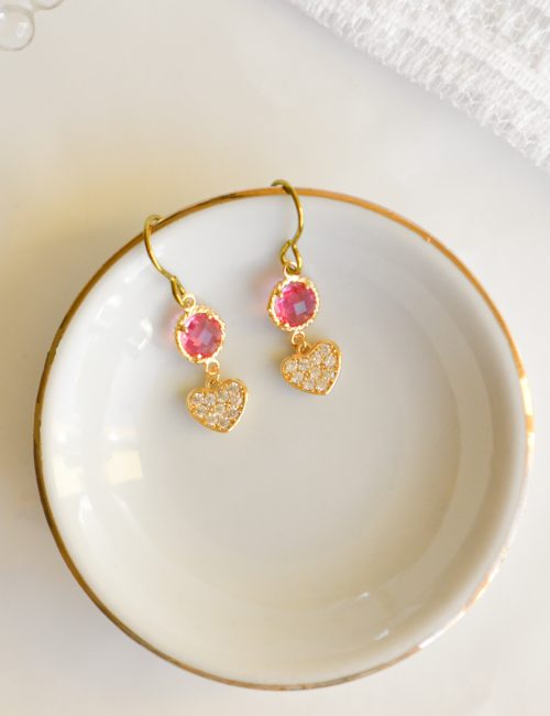 Niobium Pink Heart Earrings