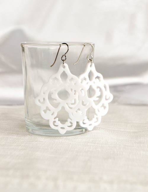 White Openwork Earrings