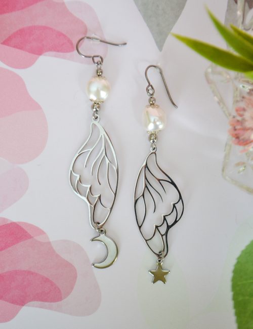 Niobium Mismatched Wings Earrings