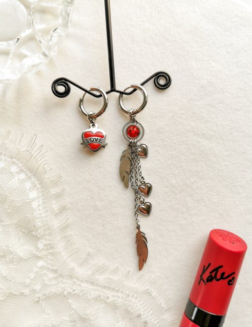 Mismatched Red Heart Earrings